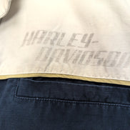 Harley Davidson Chemise Bleu Marine Blanche Manches Courtes Homme XL Vintage