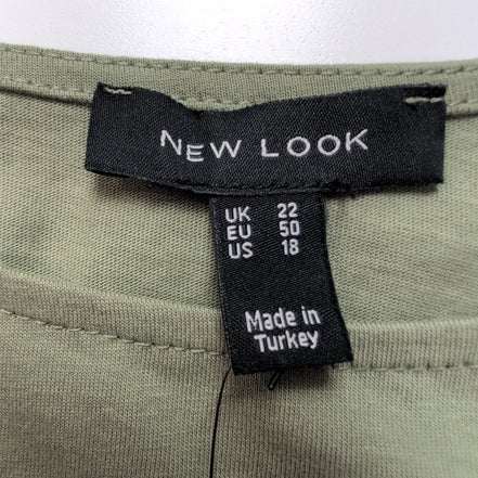 Haut New Look Femme 50 Vert Kaki Sans Manches Volants Neuf Étiquette