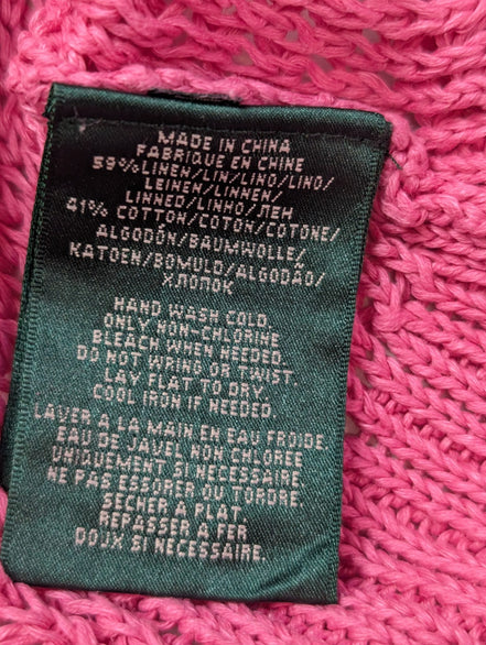 Pull femme LAUREN Ralph Lauren lin coton rose fuchsia maille L