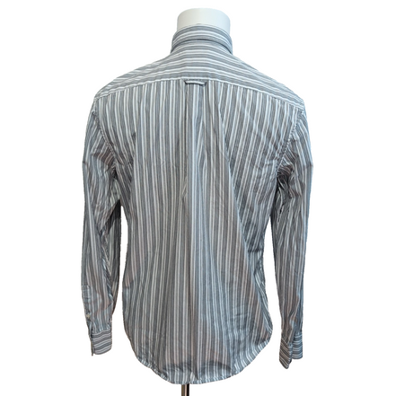 Chemise Lacoste Modern Fit 40 Rayures Blanc Gris Poche Logo Vert manches longues