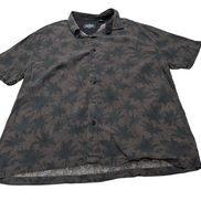 Chemise hawaïenne soie Nat Nast palmiers noir manches courtes taille XL