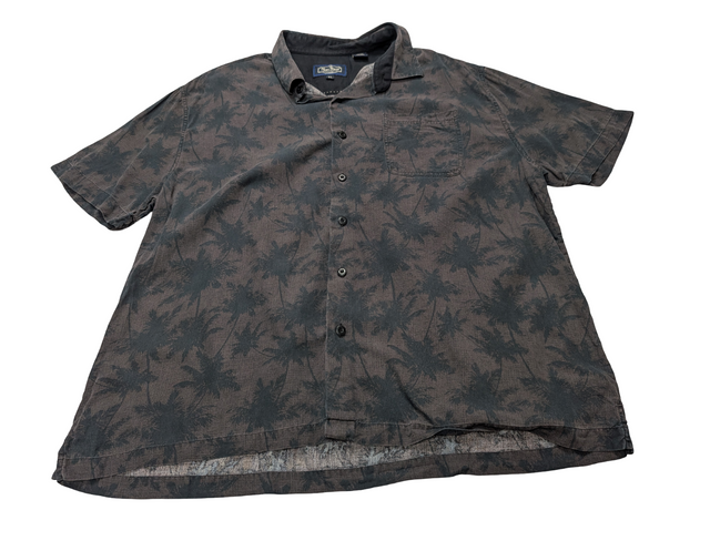 Chemise hawaïenne soie Nat Nast palmiers noir manches courtes taille XL