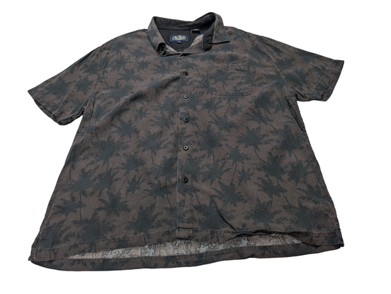 Chemise hawaïenne soie Nat Nast palmiers noir manches courtes taille XL