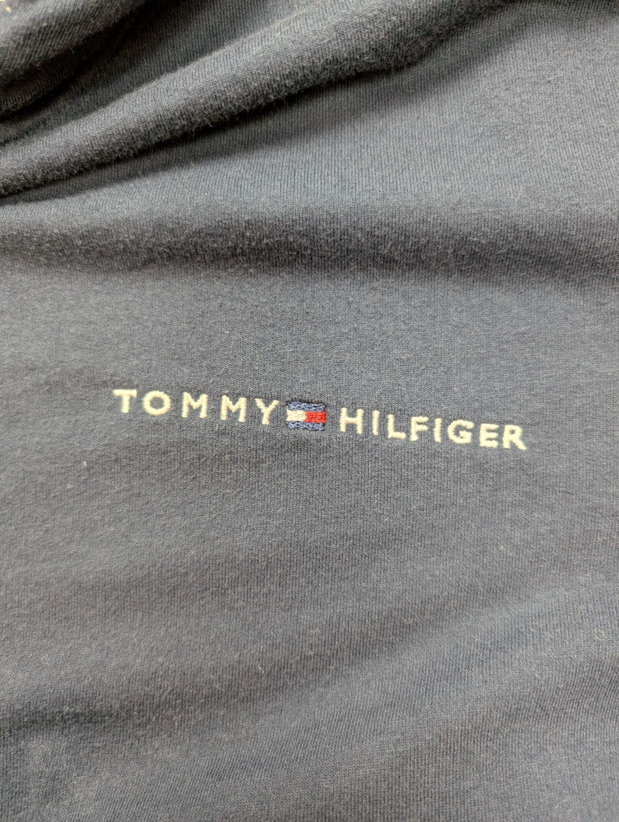Sweat Fin à Capuche Tommy Hilfiger Bleu Marine - Logo Brodé - Taille M