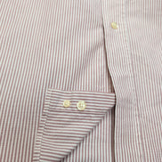 Chemise LL Bean XXL Bordeaux Rayures Coton Poche 17.5 Manches Longues