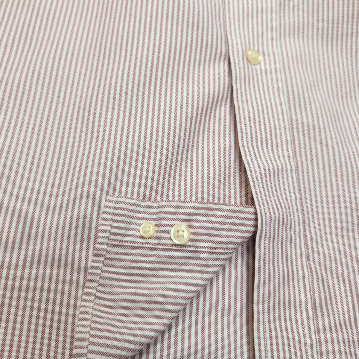 Chemise LL Bean XXL Bordeaux Rayures Coton Poche 17.5 Manches Longues