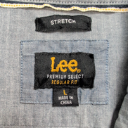 Chemise Lee grise unie stretch manches courtes taille L 2 poches homme