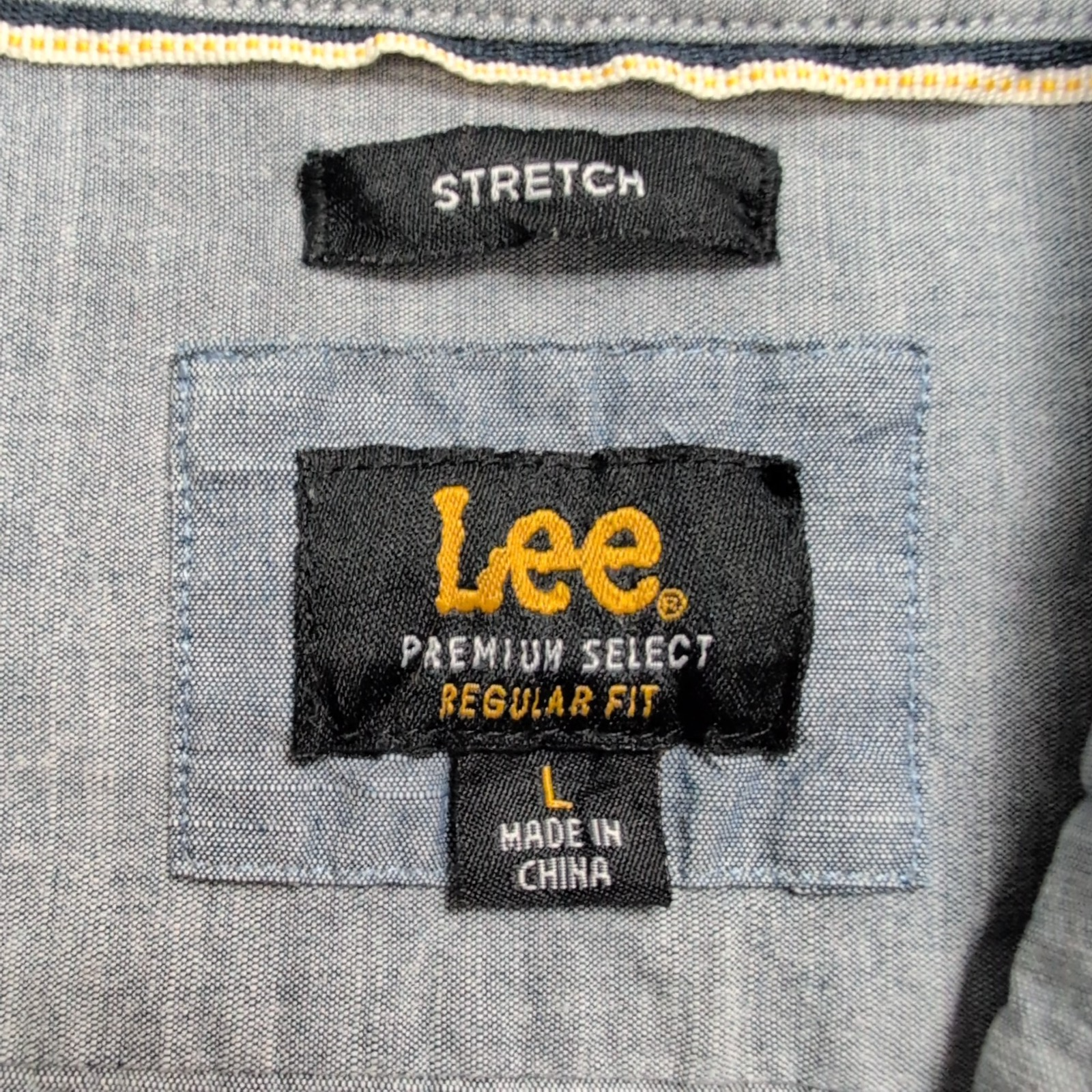 Chemise Lee grise unie stretch manches courtes taille L 2 poches homme