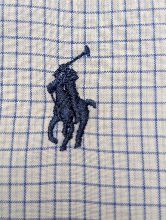 Chemise Ralph Lauren bleue petits carreaux logo marine taille XL #2444