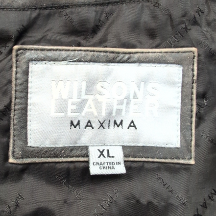 ✨ WILSONS LEATHER MAXIMA Blouson Veste Cuir Véritable Patiné Marron XL Biker |41