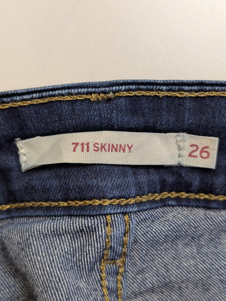 Jean Levi's 711 Femme Bleu Foncé Skinny Ultra Stretch W26 L28 Intemporel