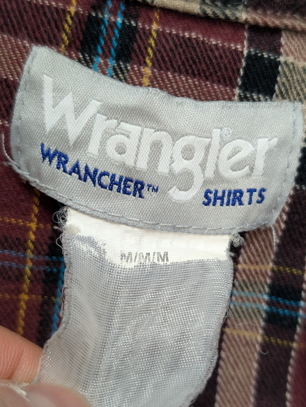 WRANGLER Chemise Flanelle Western Bordeaux Bleu M EE Boutons Pression | 328S