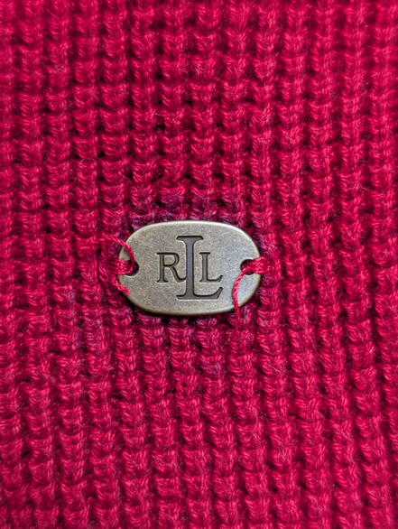 Pull Ralph Lauren (Lauren) Femme XL Rouge Foncé Capuche Plaque Logo 🏷️