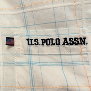 Chemise US Polo Assn Carreaux Bleu et Blanc Taille M 100% Coton Manches courtes