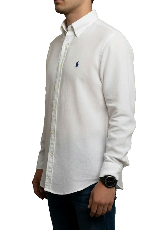 Chemise Ralph Lauren blanche uni logo marine taille 5XL (4x big) #2514