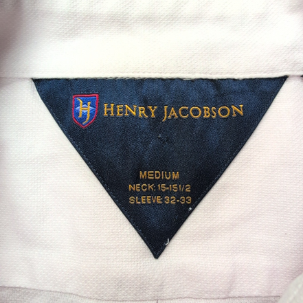 Chemise Henry Jacobson M/L Rose Pâle Unie Coton Logo Brodé Manches Longues
