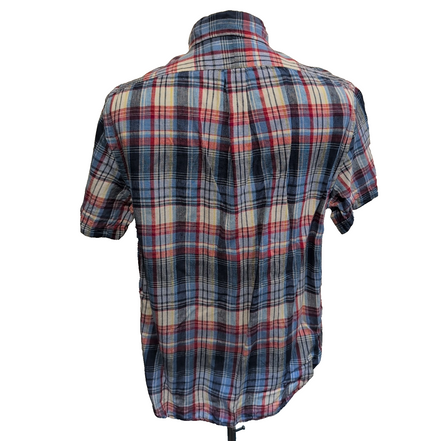 Chemise Ralph Lauren L Lin Bleu Rouge Carreaux Manches Courtes