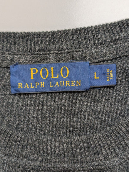 Sweat Polo Ralph Lauren Gris Foncé Logo Noir - Tissu Haute Qualité - Taille L
