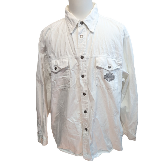 Chemise Harley Davidson Taille 2XL Blanche 100% Coton Boutons Pression