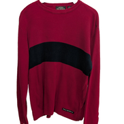 Pull Polo Ralph Lauren Jeans Co rouge noir rayures coton col rond taille M