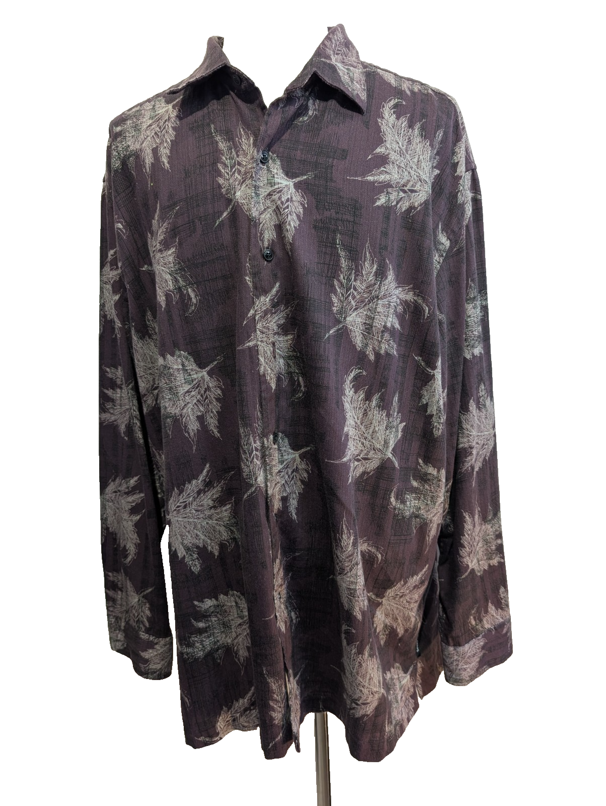 👕 Chemise CHAPS Ralph Lauren XXL (2XL) Vintage 100% Coton Violet Motif Palmiers