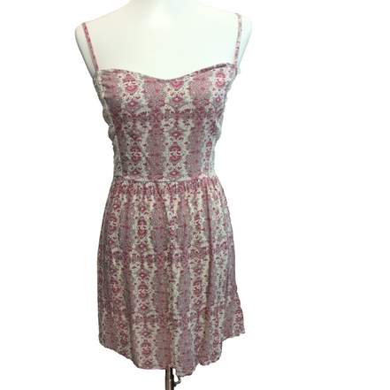 Robe Femme S Rose Crème Rayonne Bretelles Réglables Motif Bohème