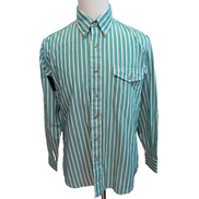 Chemise The Fox Collection M Vert Rayures Made in Taiwan Poche Boutonnée