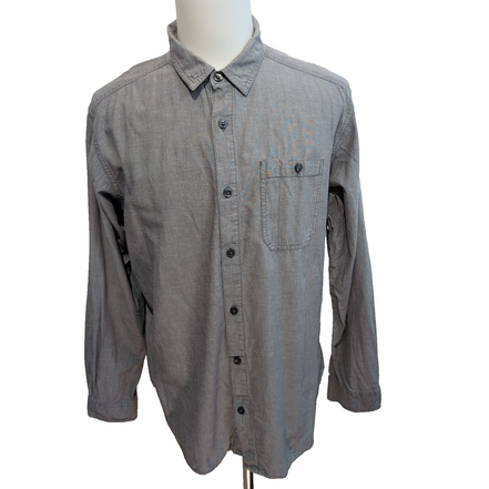 Chemise Columbia L Gris Uni 100% Coton Poche Stylo Minimaliste manches longues
