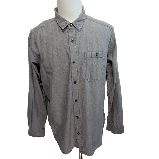 Chemise Columbia L Gris Uni 100% Coton Poche Stylo Minimaliste manches longues