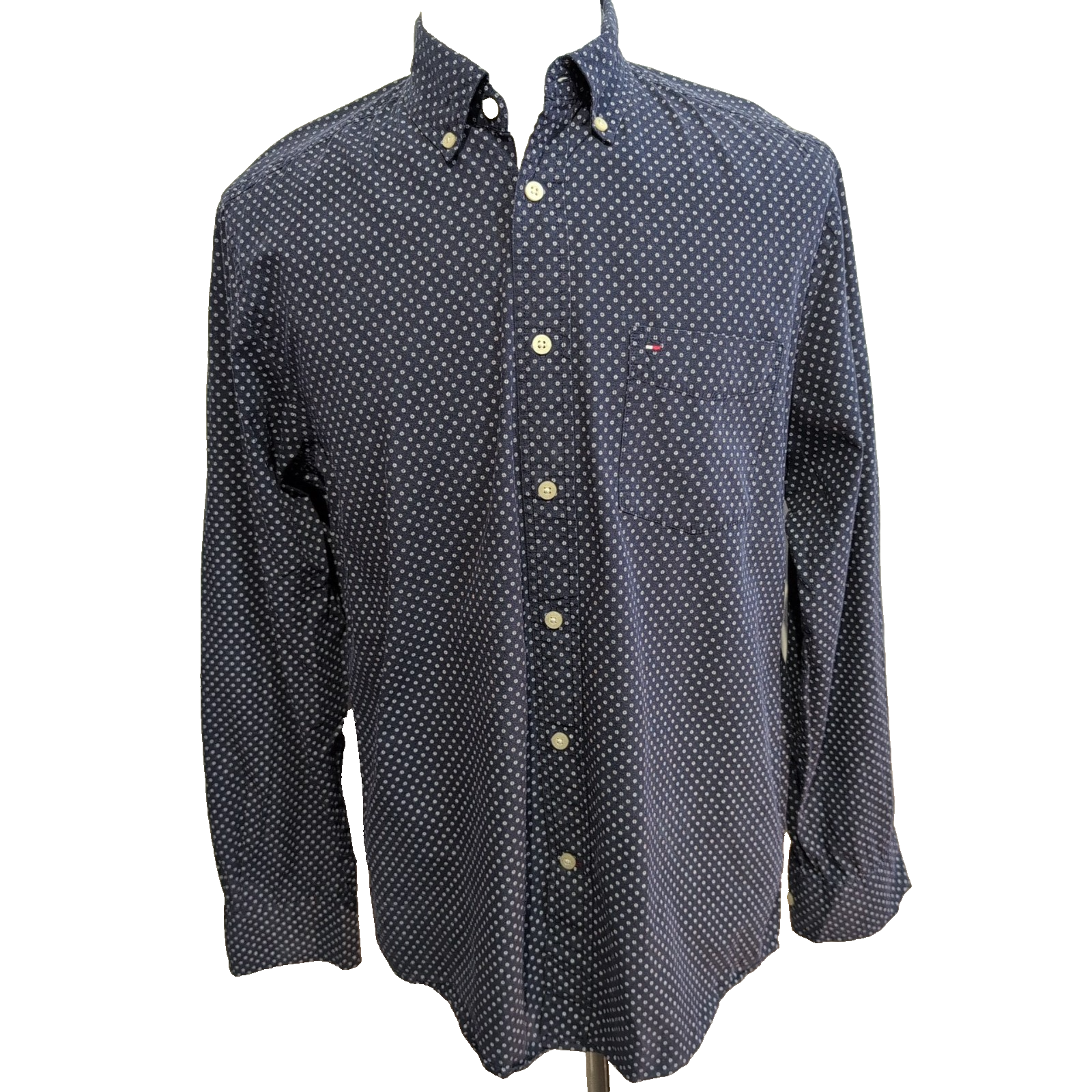 Chemise TOMMY HILFIGER Bleu Marine à Motifs avec Poche Manches Longues T.M