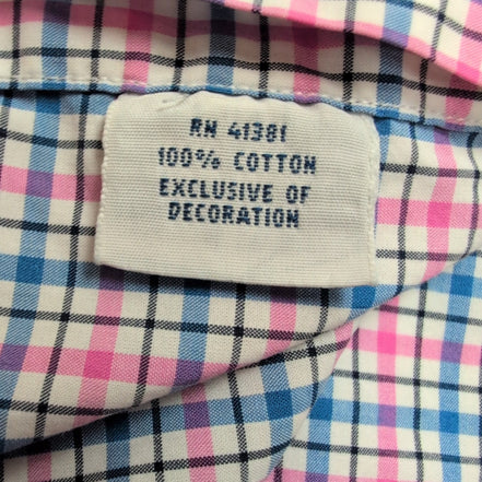 Chemise Ralph Lauren XL Coton Stretch Carreaux Bleu Rose Logo Bleu