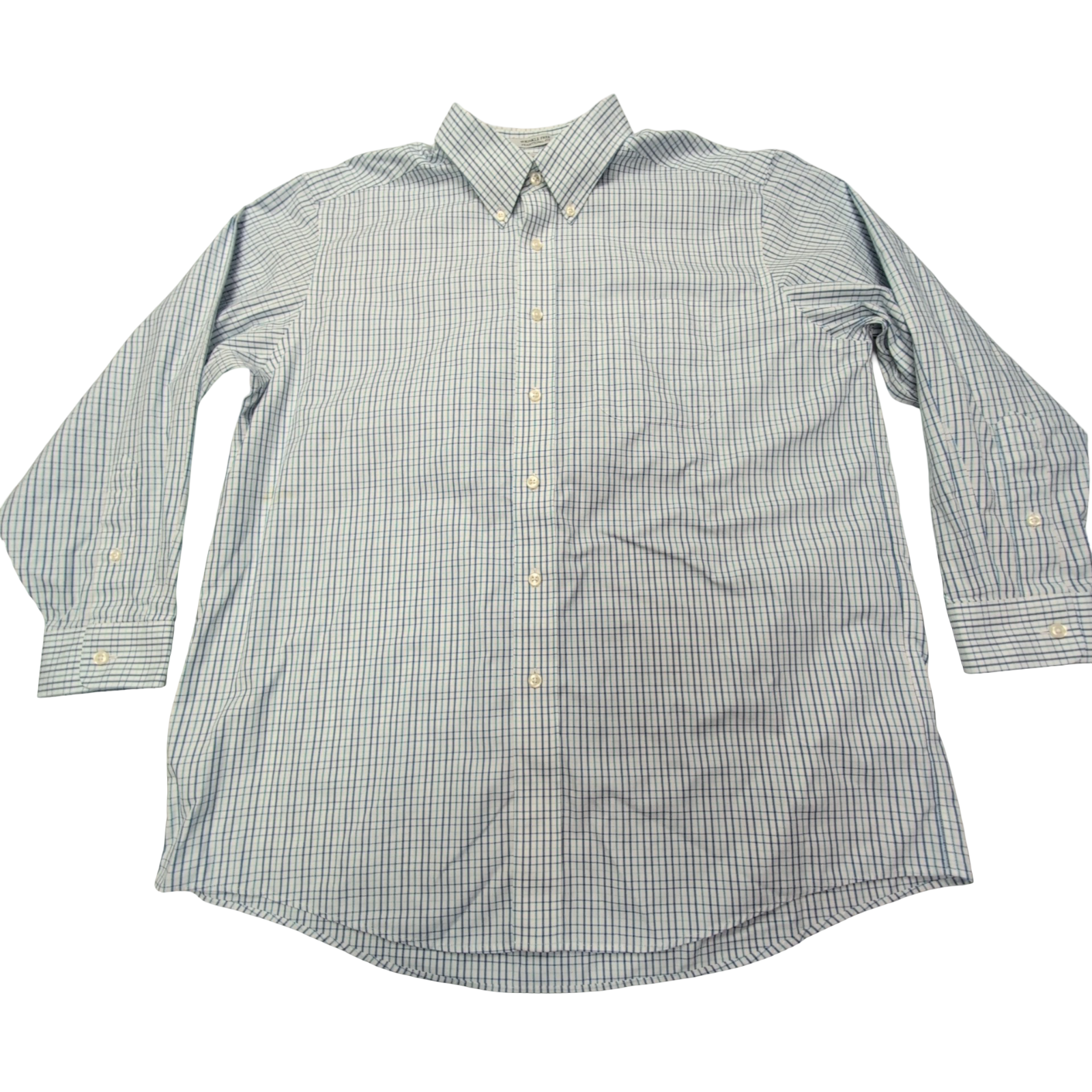 Chemise L.L. Bean blanche à carreaux bleu et vert 1 poche taille L/XL