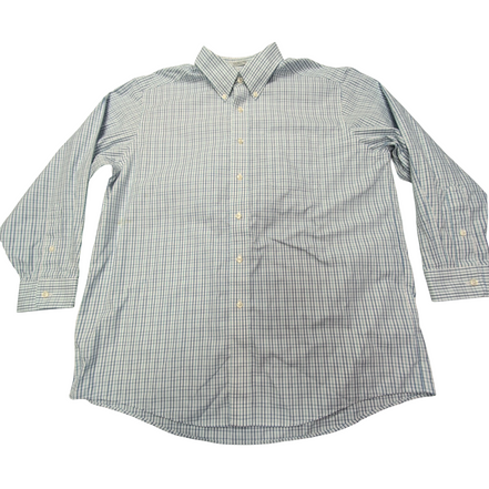 Chemise L.L. Bean blanche à carreaux bleu et vert 1 poche taille L/XL