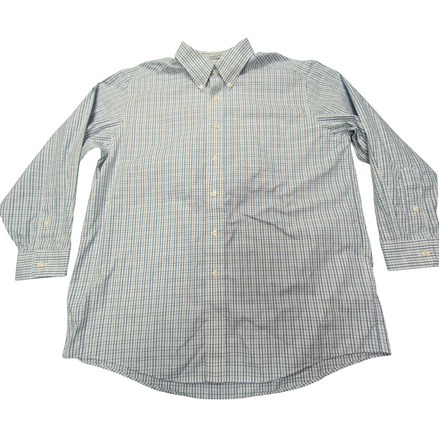 Chemise L.L. Bean blanche à carreaux bleu et vert 1 poche taille L/XL