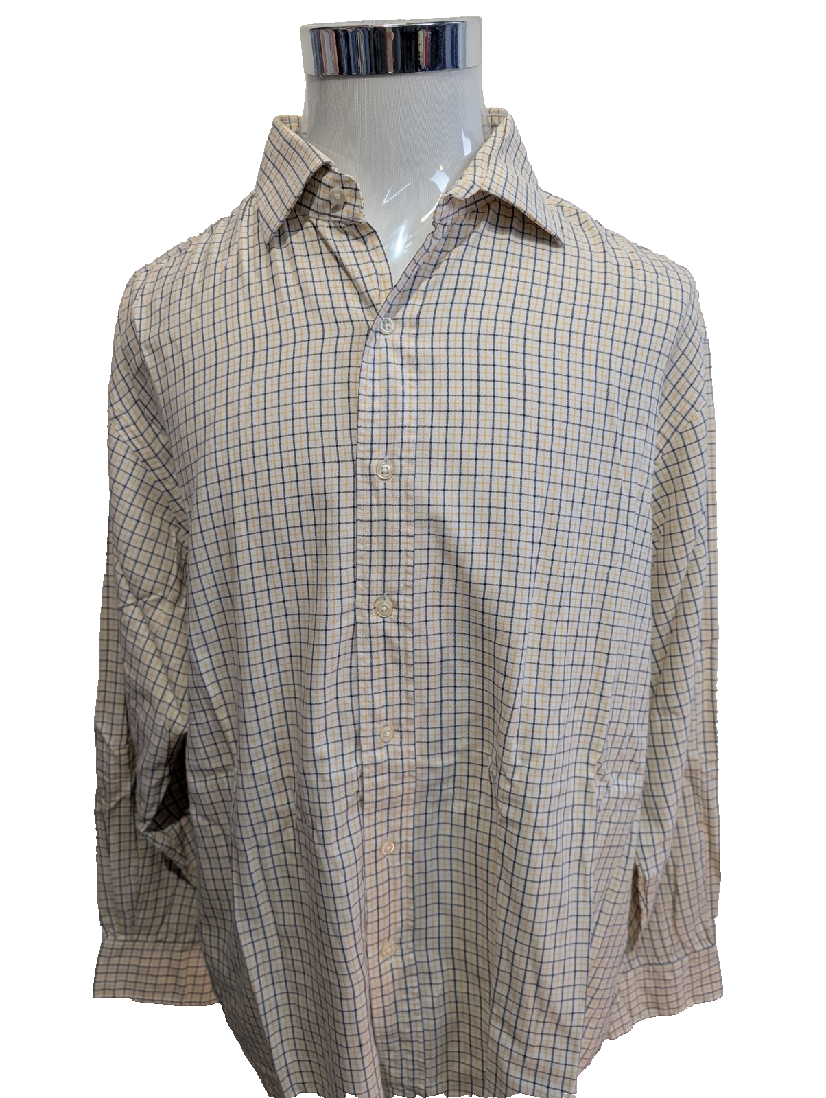 Chemise Polo Ralph Lauren Shirt XXL Carreaux Jaune Noir Col Classique Sans Logo