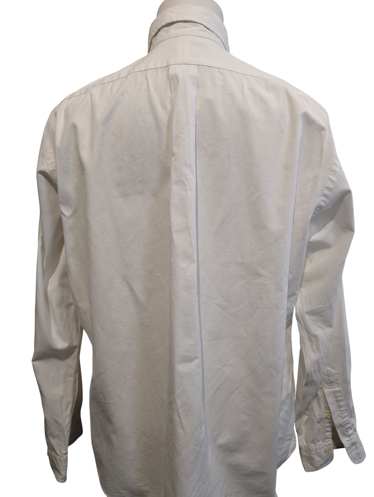 Chemise Ralph Lauren Blanche Logo Bleu Marine M. Longues Taille L (Coupe large)