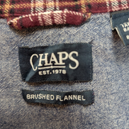 🐻 CHEMISE FLANELLE CHAPS M (G) CARREAUX BORDEAUX MARRON LOGO CUIR