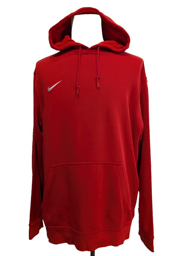 Sweat à Capuche NIKE Homme XL Rouge Logo Brodé DROITE Rare Hoodie Vintage