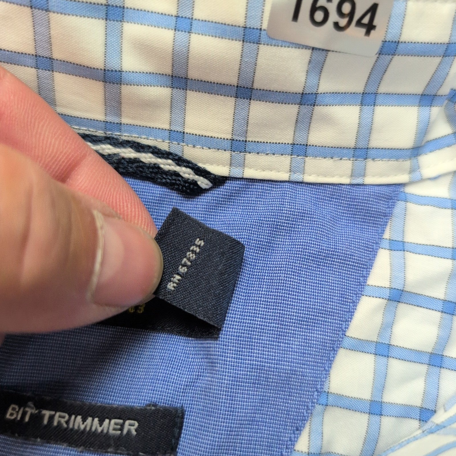 Chemise Nautica L Bleu Carreaux 100% Coton A Bit Trimmer Manches Longues