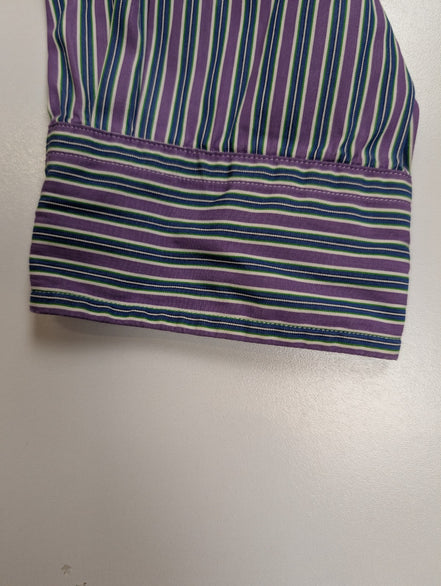Chemise Polo Ralph Lauren Shirt XL Custom Fit Violet Rayée Logo Vert Button Down