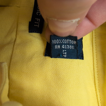 Chemise Ralph Lauren Classic Fit L Jaune Logo Bleu Clair Coton manches longues
