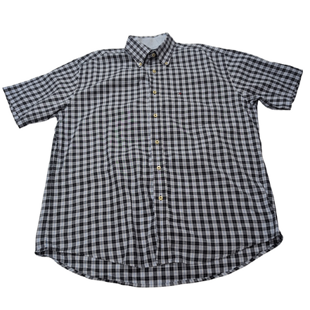 Chemise manches courtes Tommy Hilfiger bleue à carreaux taille L homme 1 poche