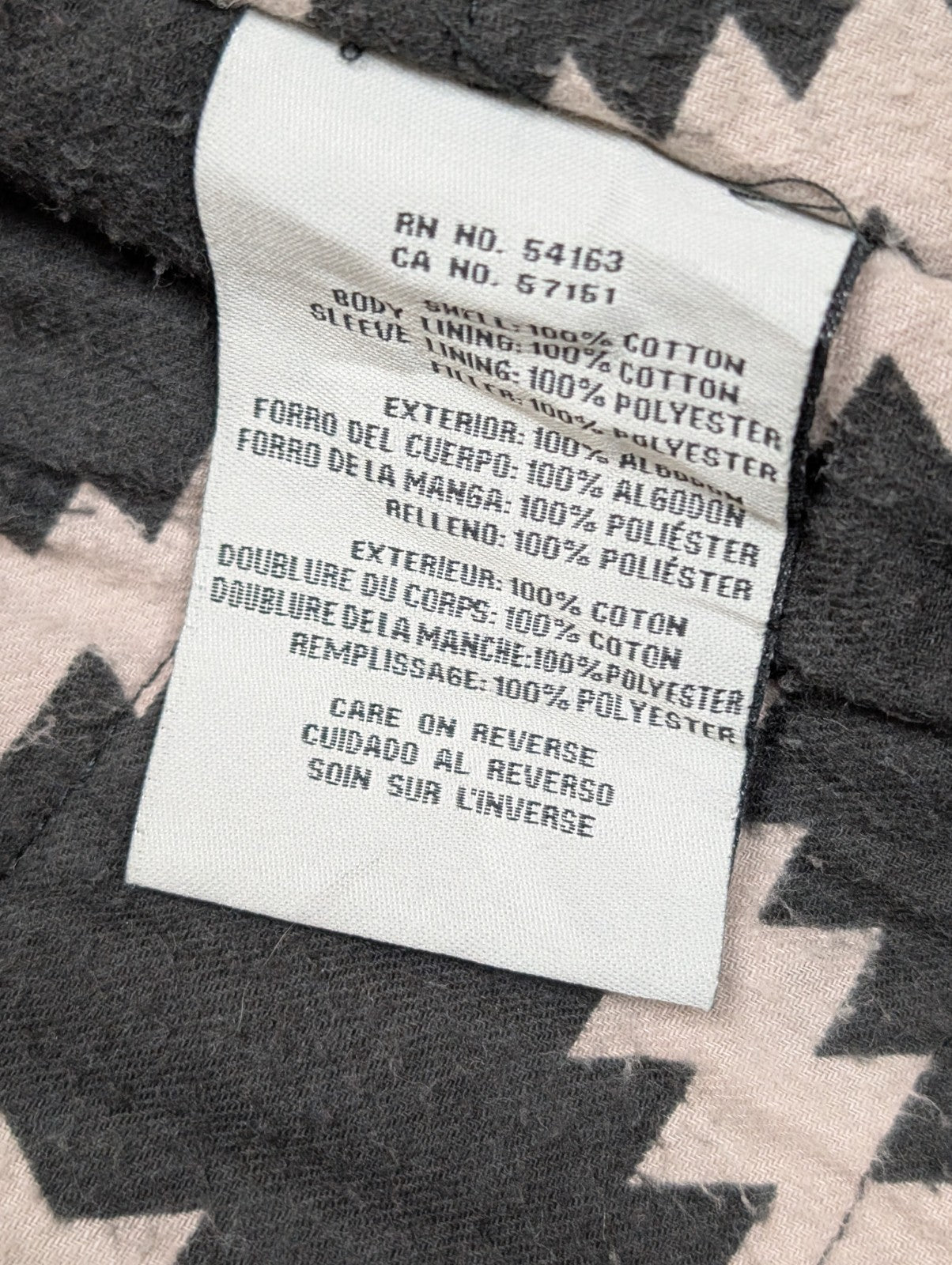 Manteau Mi-Long homme LEVI'S Coton Épais Doublé Motif Aztèque - Taille S