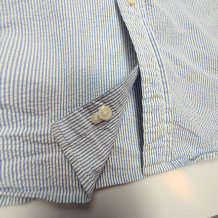 Chemise L.L. Bean à rayures bleues manches courtes taille L #113e