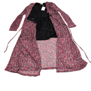 Déshabillé long SEASON T.S/M Bordeaux Noir Motif Abstrait Doublé Fluide
