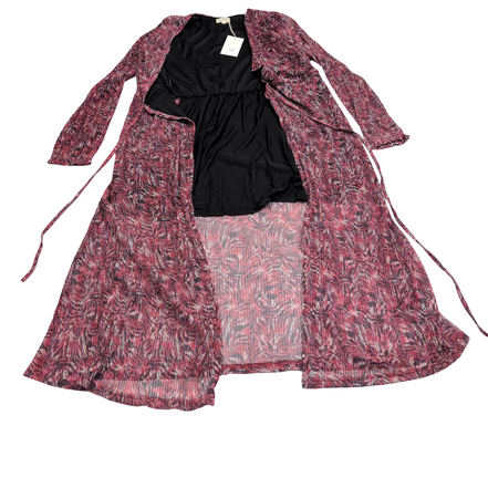 Déshabillé long SEASON T.S/M Bordeaux Noir Motif Abstrait Doublé Fluide