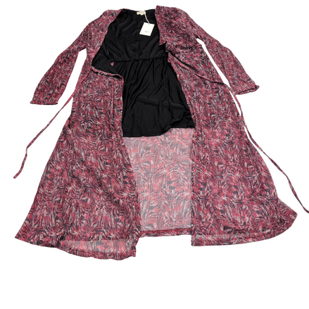 Déshabillé long SEASON T.S/M Bordeaux Noir Motif Abstrait Doublé Fluide
