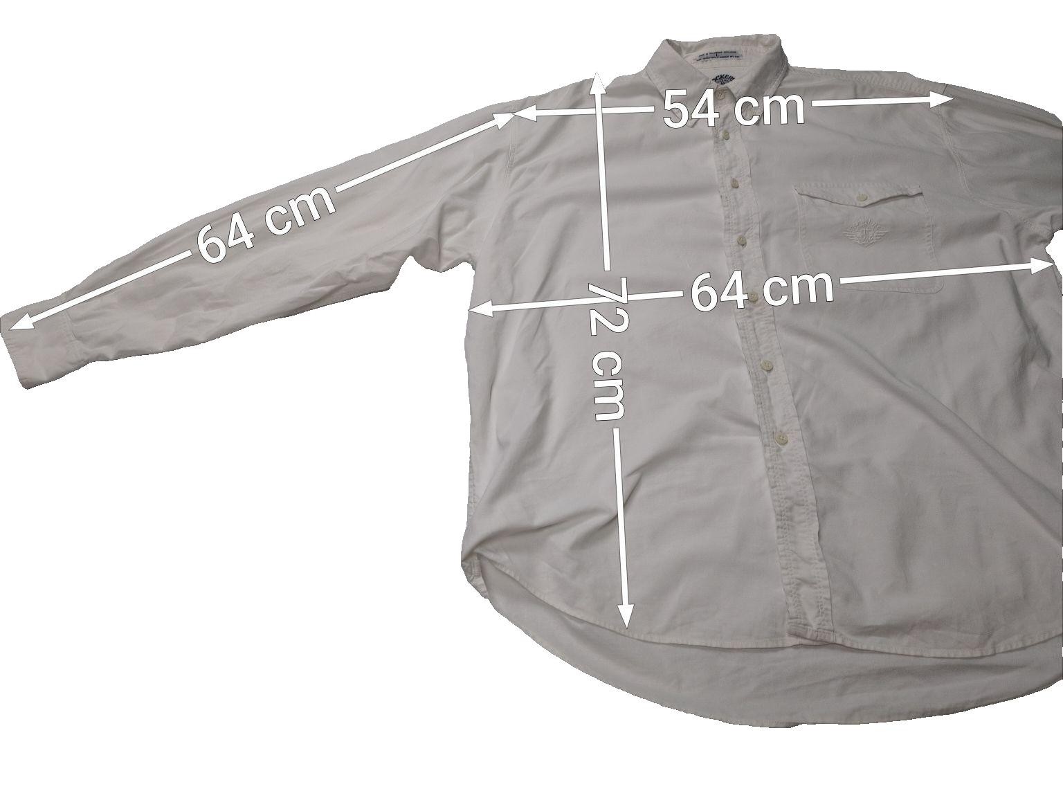 Chemise Dockers blanche unie 1 poche manches longues homme taille XL