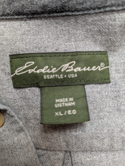 EDDIE BAUER Flanelle Grise XL Classique EE VINTAGE 100% Coton | 323S