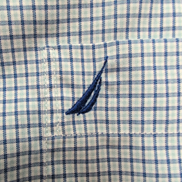 Chemise Nautica L Bleu Carreaux 100% Coton Made in Mauritius Manches courtes